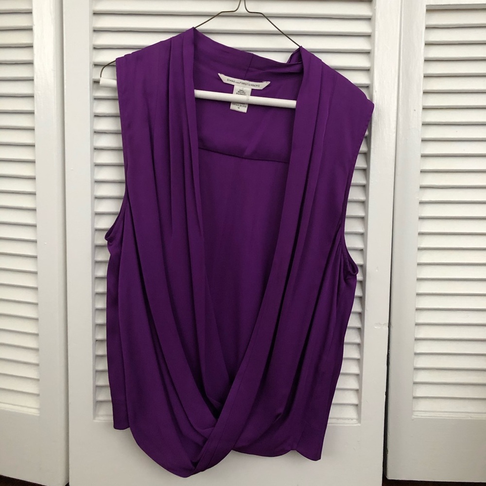 Diane von Furstenberg purple silk drape top